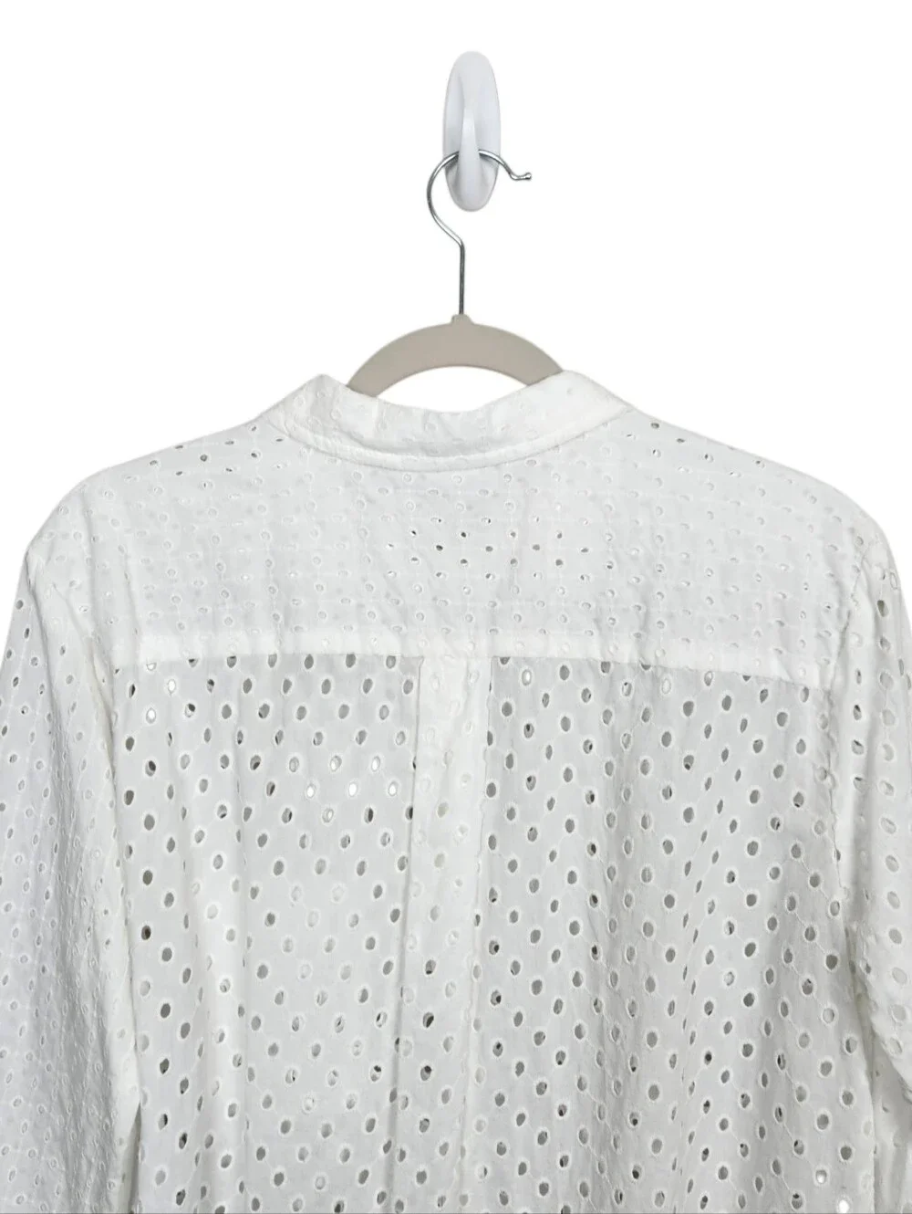 Lascana White Eyelet Button Up Long Sleeeve Collared Blouse Womens Size 12 - Picture 8 of 12